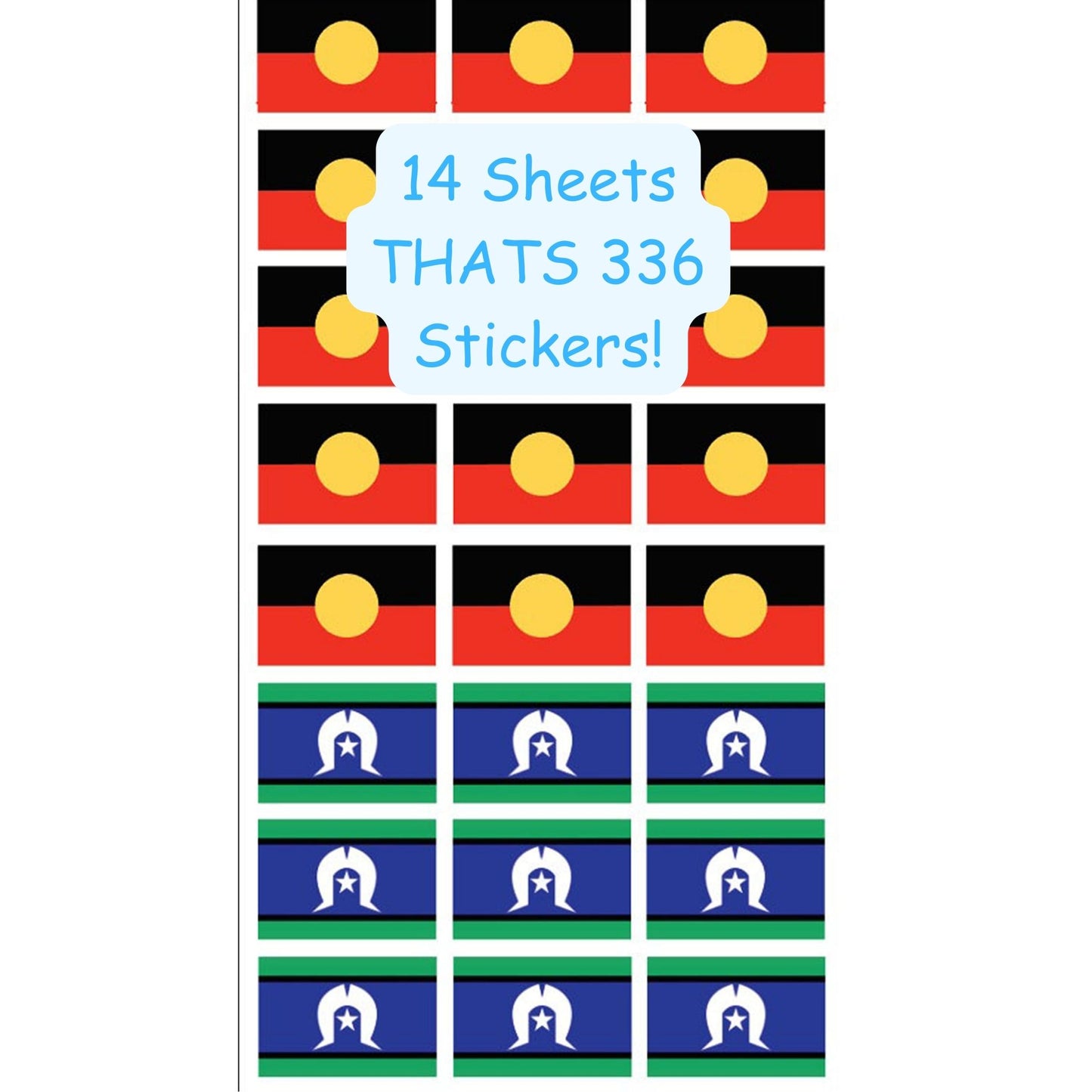 Bulk Lot 336 Aboriginal Flag x Torres Strait Vinyl Stickers each sticker is 33 x 22mm x 14 Sheets