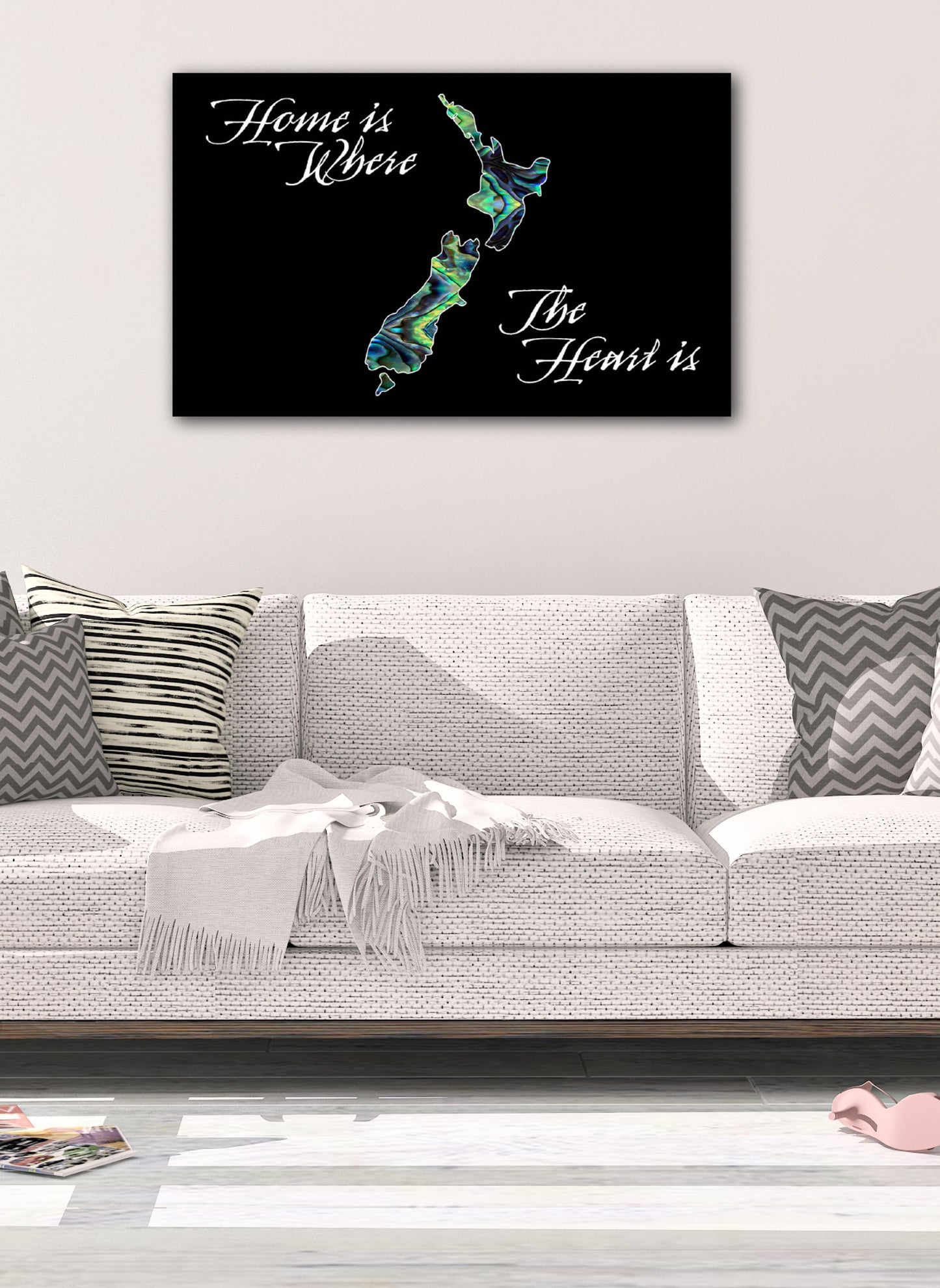 New Zealand Map Home Is Where The Heart Is Digital Print