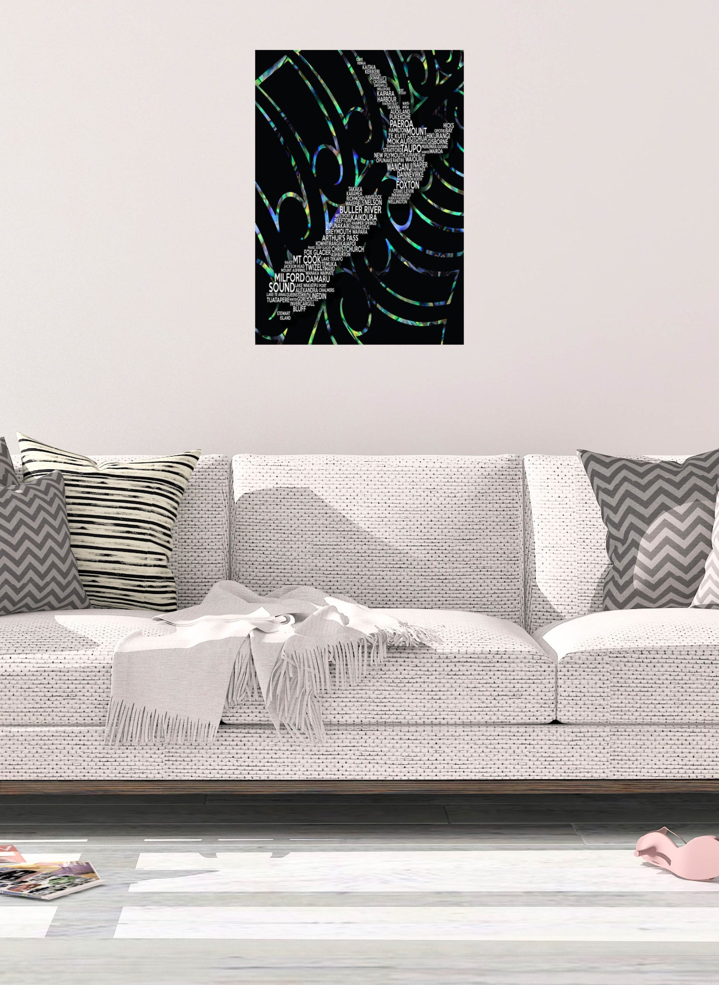 New Zealand Digital Print Map with Towns