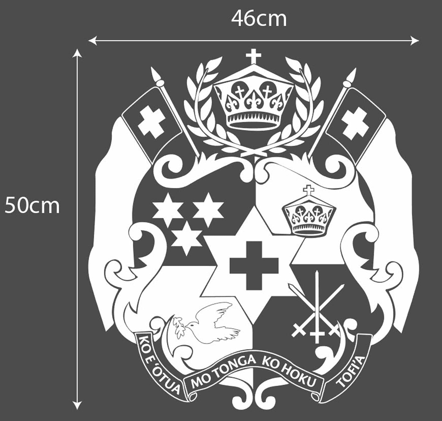 SUPER PACK 10 X Tonga Coat of Arms White Large Vinyl Stickers 500 x 460mm
