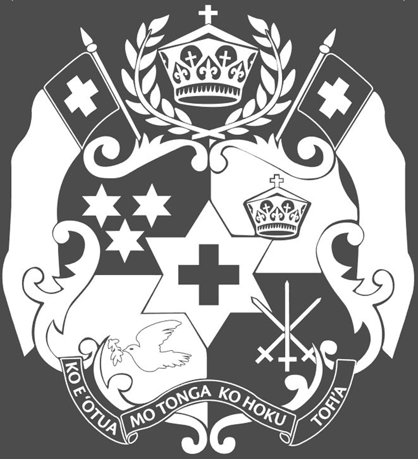 SUPER PACK 10 X Tonga Coat of Arms White Large Vinyl Stickers 500 x 460mm