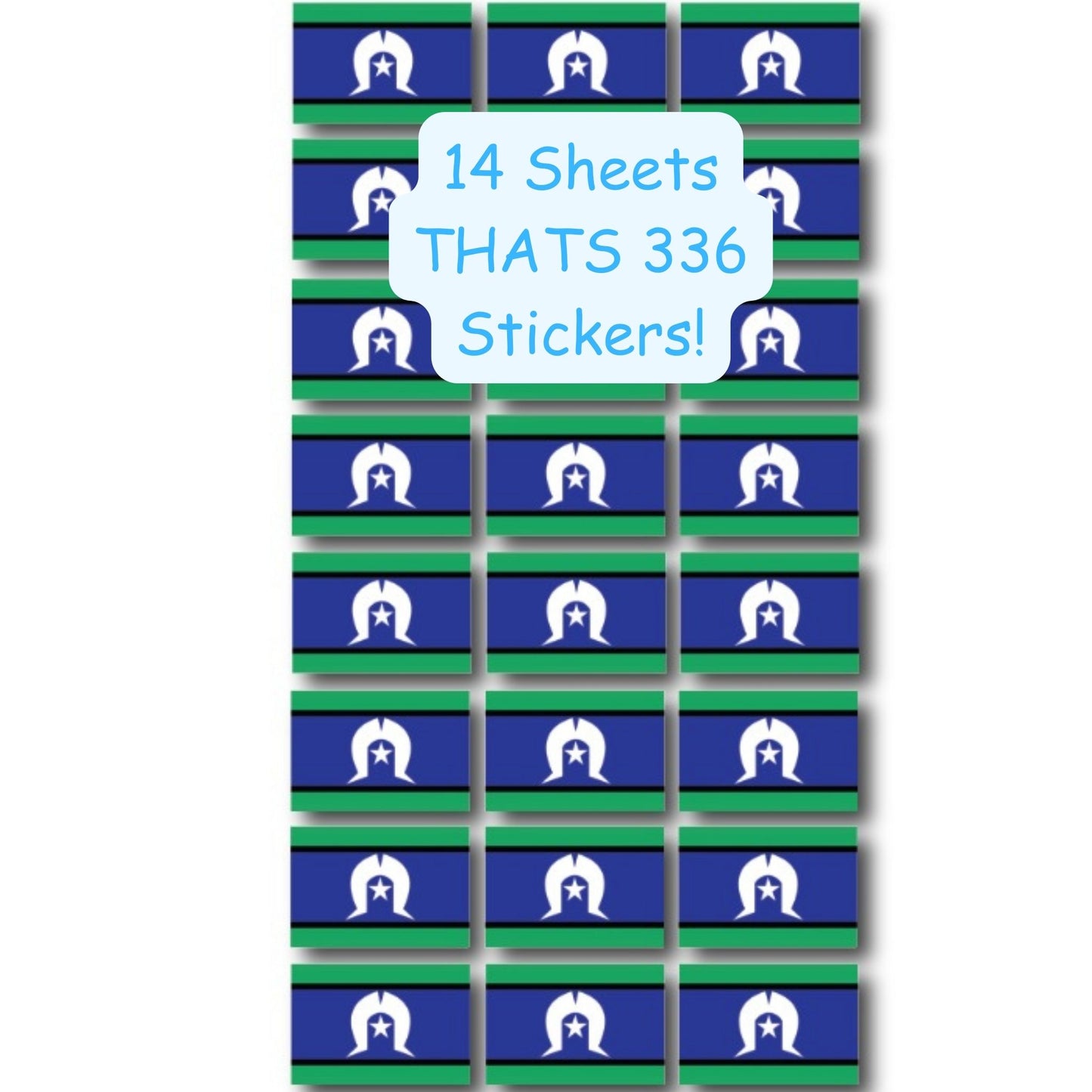 Bulk Lot 336 Torres Strait Flag Vinyl Stickers each sticker is 33 x 22mm x 14 Sheets