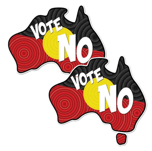 2 x Vote No Voice To Parliament Aboriginal Flag Vinyl Stickers