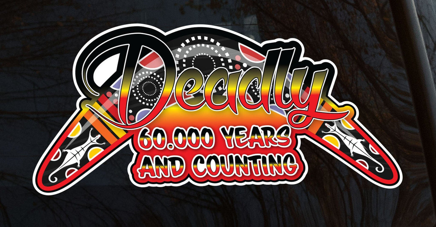 Aboriginal 60,000 Years Car Sticker 200 x 90mm