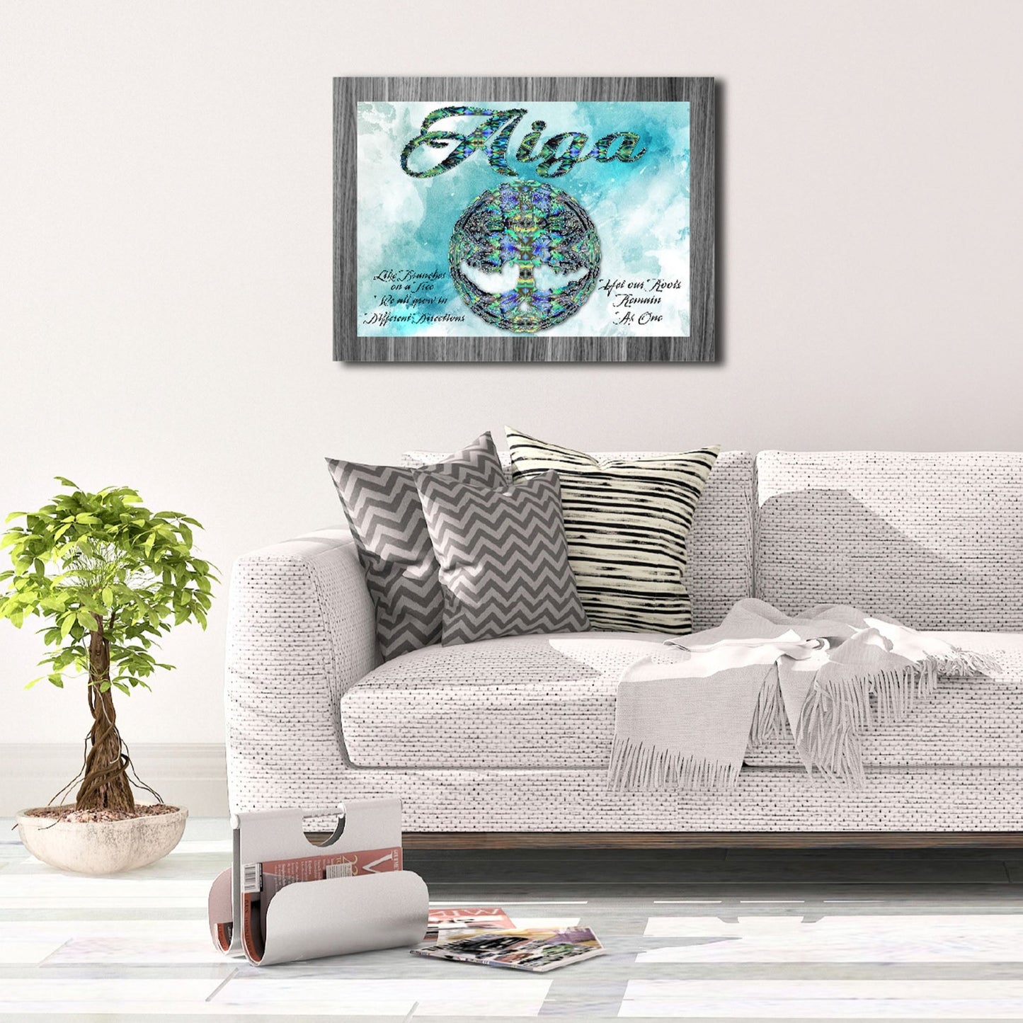 A3 Aiga Samoa Canvas Print Blue Background