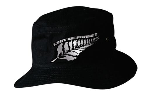 ANZAC New Zealand Fern Design Lest We Forget Soft Cotton Bucket Hat
