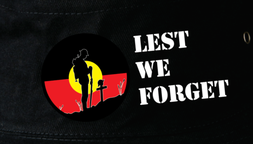 ANZAC Aboriginal Indigenous Design Lest We Forget Soft Cotton Bucket Hat