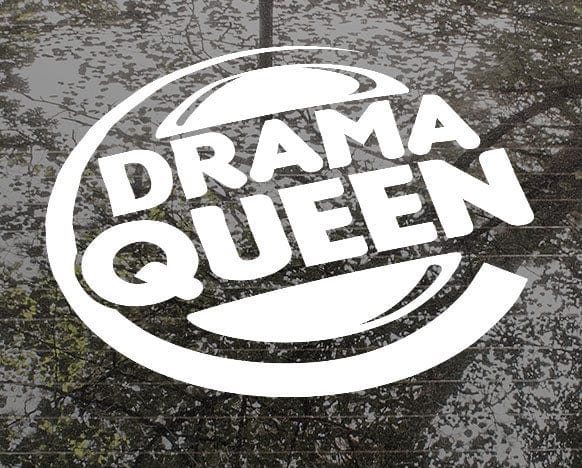 Drama Queen White Decal Sticker 210 x 220mm