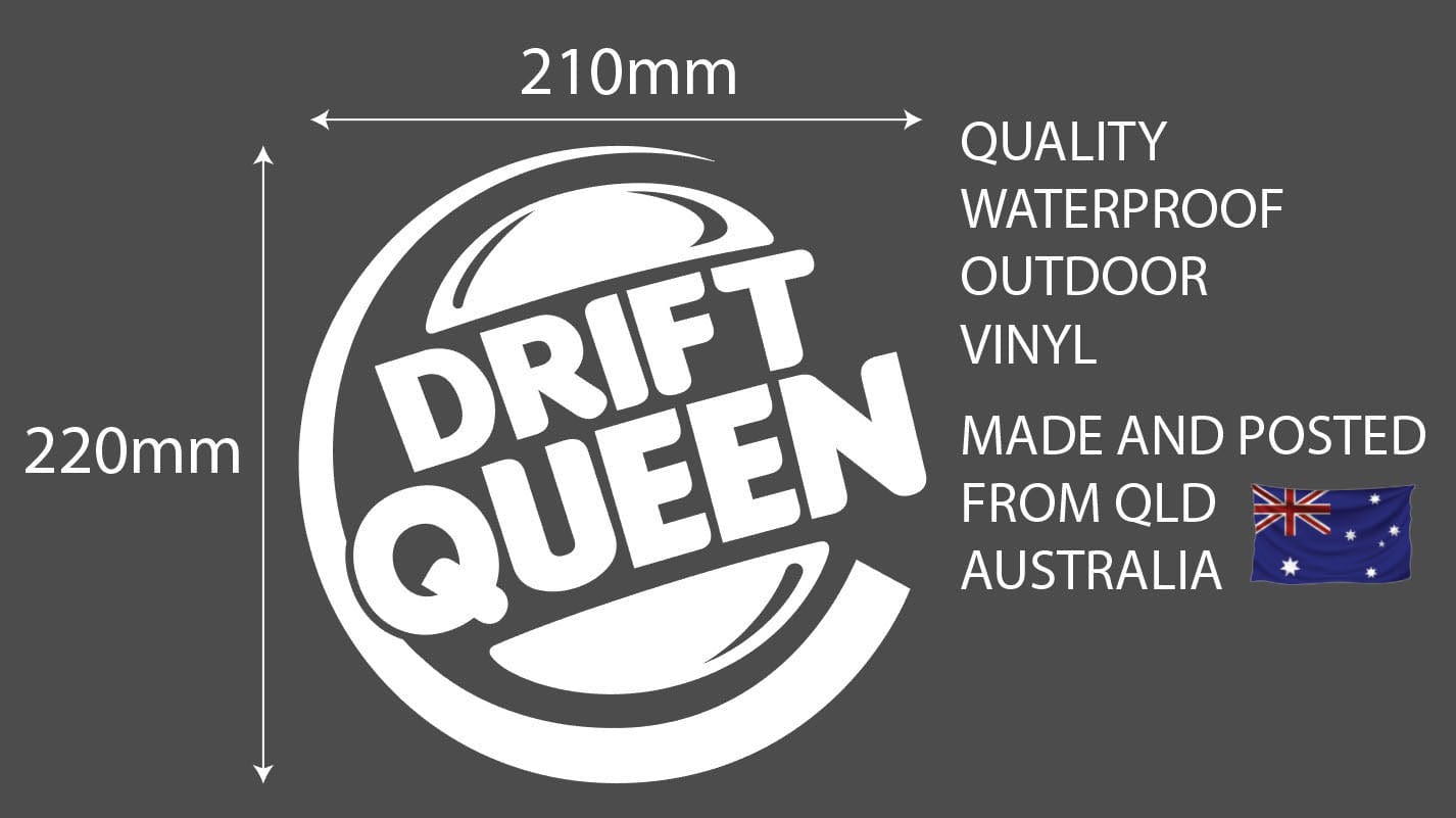 Drift Queen White Decal Sticker 210 x 220mm