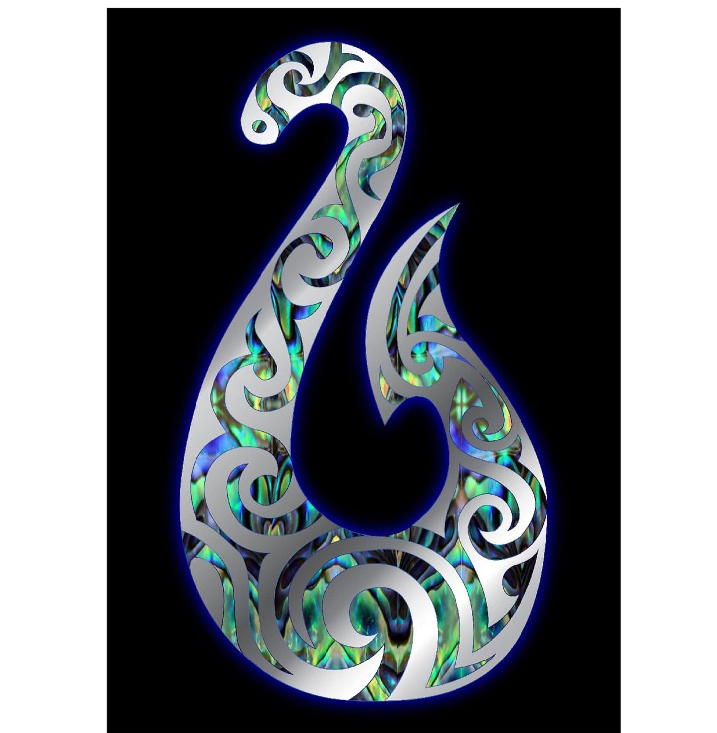 A3 New Zealand Paua and Chrome Colours Fish Hook Canvas Print
