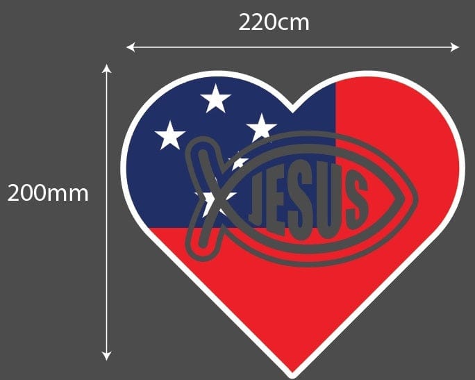 Samoan Love Jesus Fish Flag Vinyl Sticker 11 x 10cm and 22 x 20cm