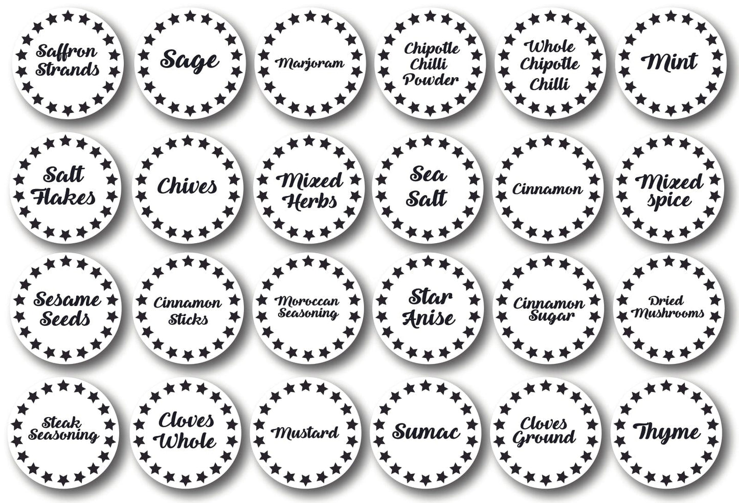 120 Spice Labels Stars.