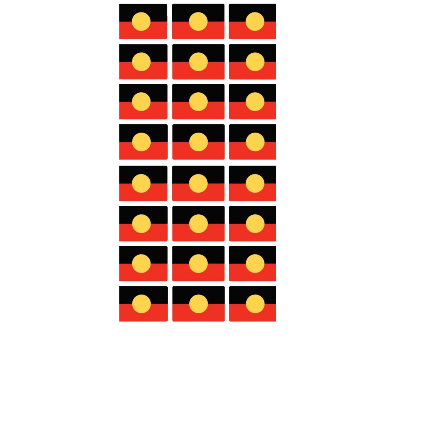 Sheet of 24 Aboriginal Flag Vinyl Stickers each sticker is 33 x 22mm