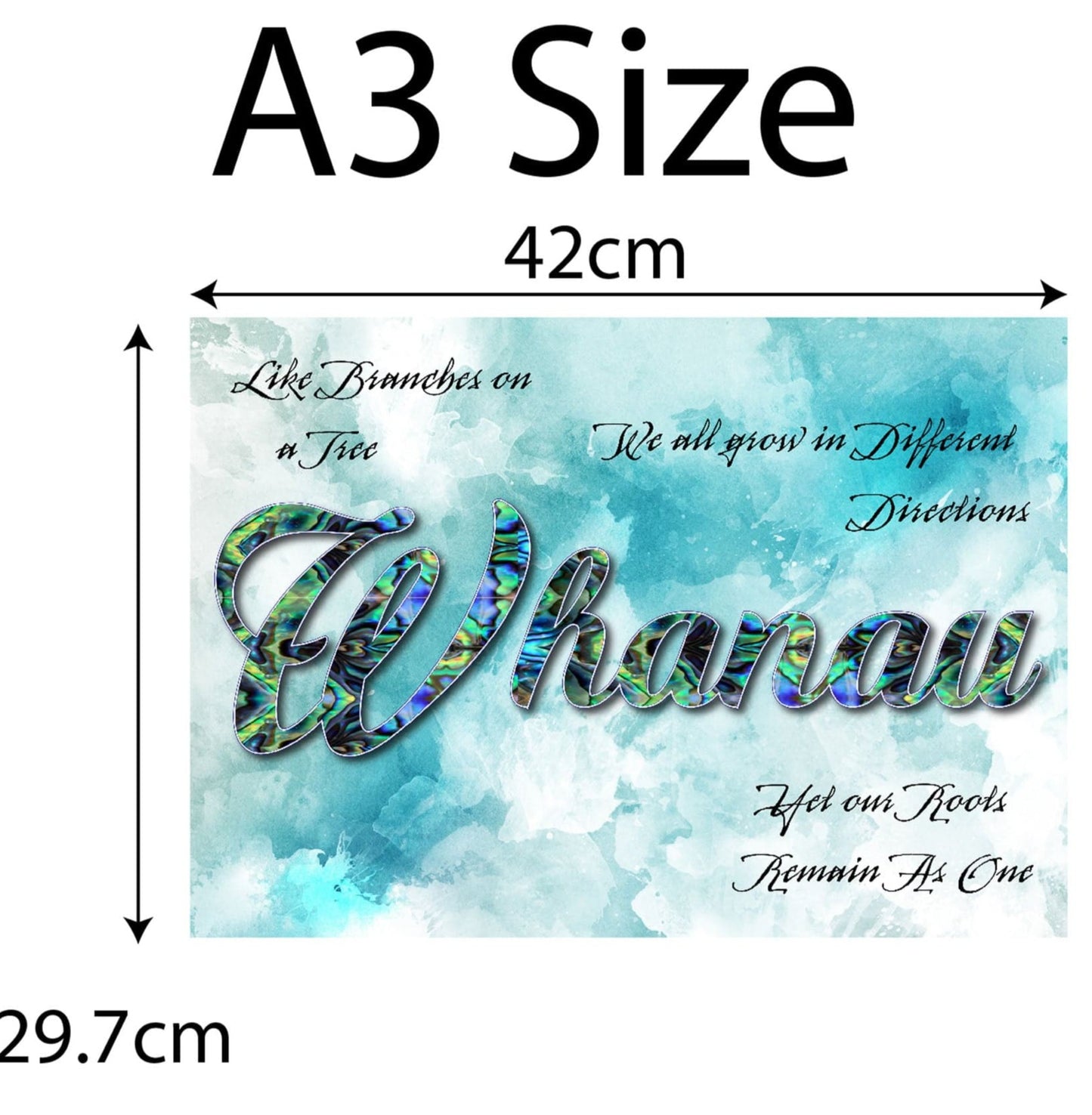 A3 New Zealand Whanau In Paua Colours Sky Background Canvas Print