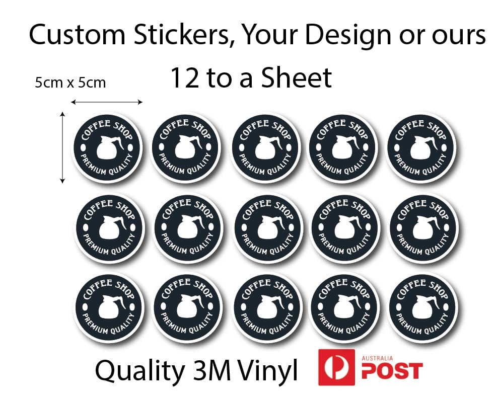 Coffee Cup, Paper Cup, Promo Customised Vinyl Stickers Each @ 50 x 50mm Total 288 Stickers