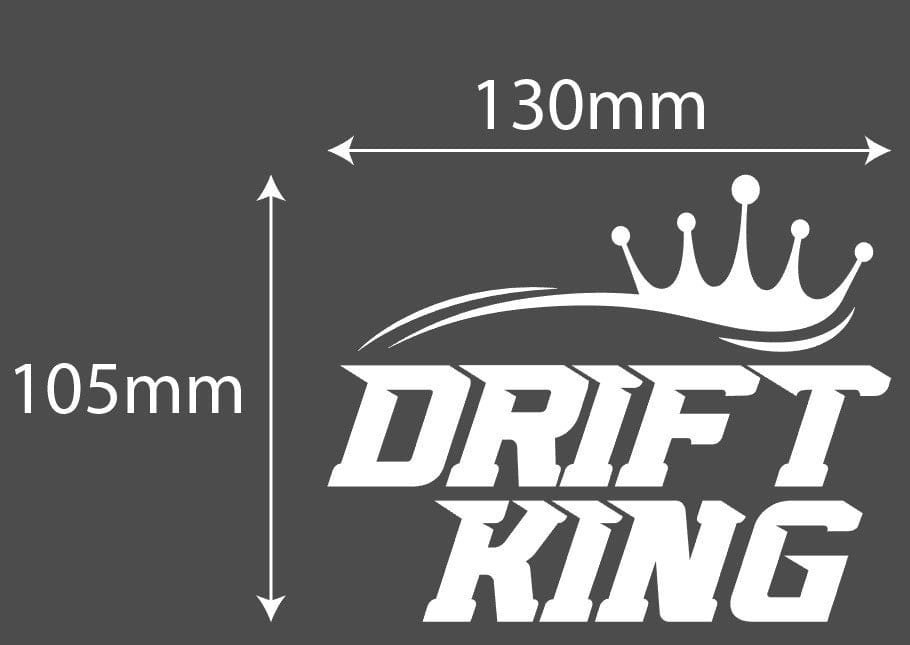 Drift King White Decal Sticker 130 x 105mm or 300 x 240mm