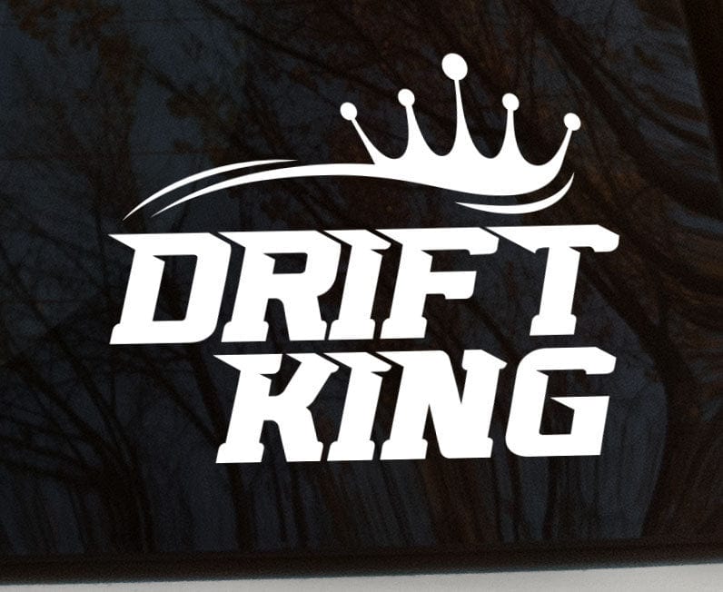 Drift King White Decal Sticker 130 x 105mm or 300 x 240mm