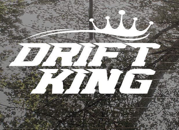 Drift King White Decal Sticker 130 x 105mm or 300 x 240mm