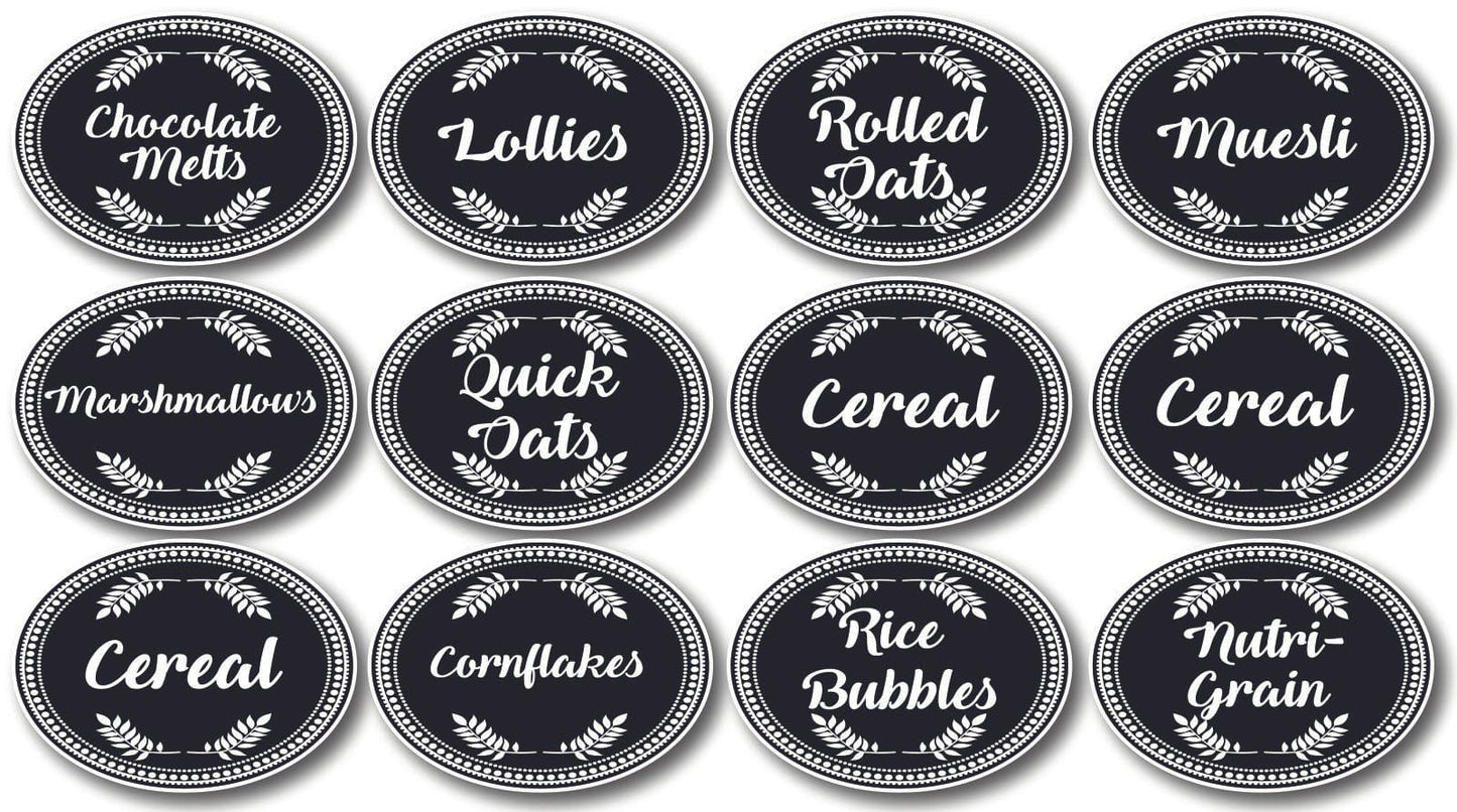 132 Black Vinyl Pantry Labels Leaves