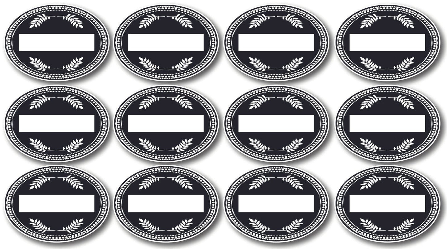 132 Black Vinyl Pantry Labels Leaves