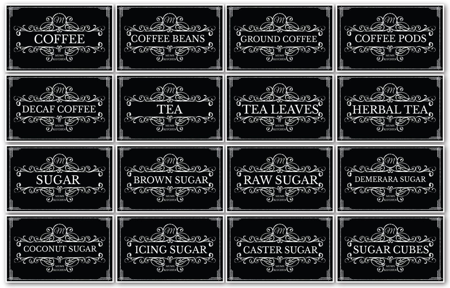 128 Black Vinyl Rectangle Pantry Labels Vintage Look