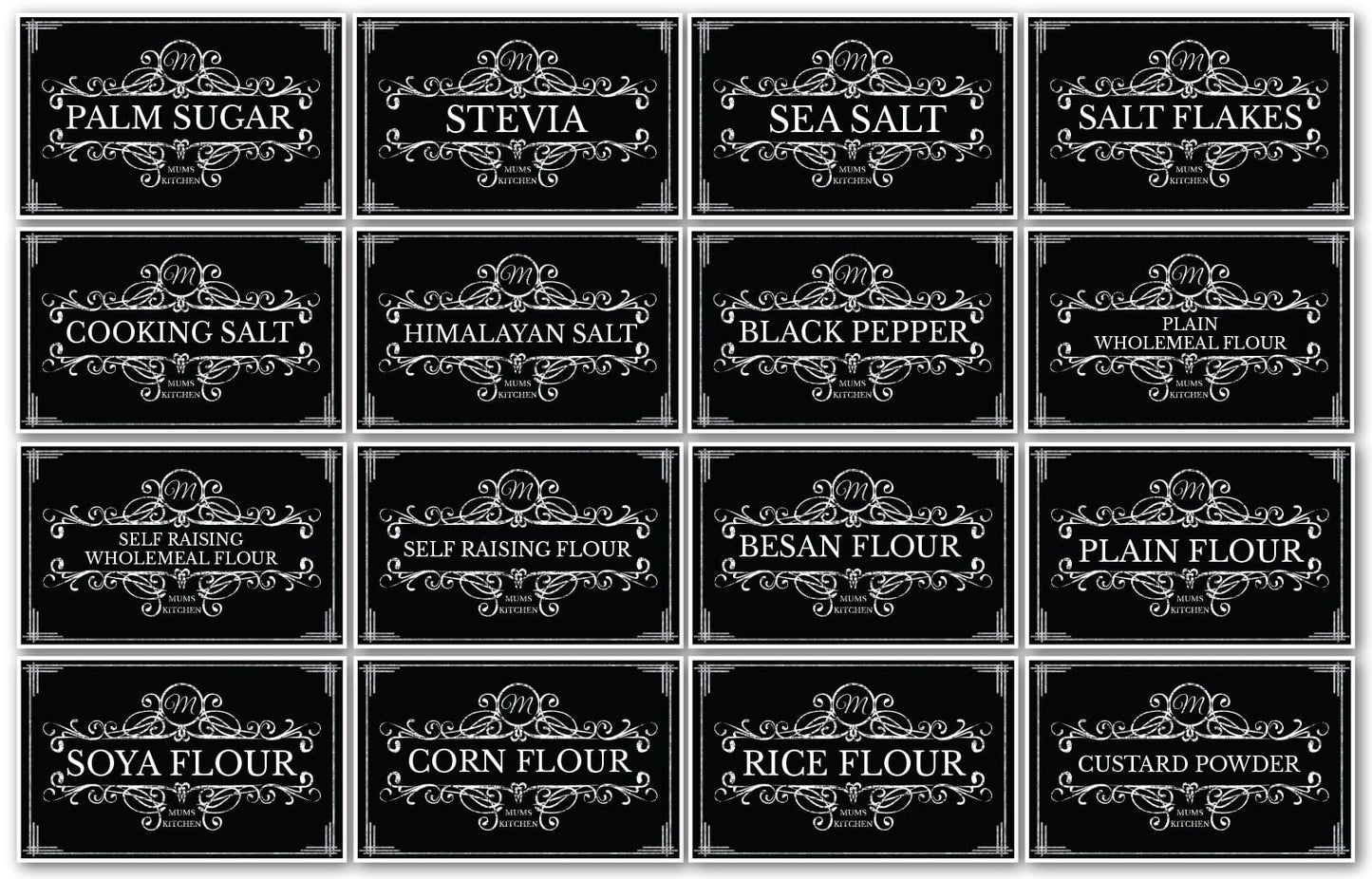 128 Black Vinyl Rectangle Pantry Labels Vintage Look