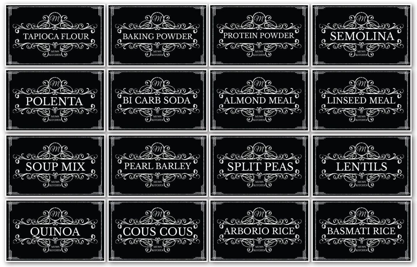 128 Black Vinyl Rectangle Pantry Labels Vintage Look