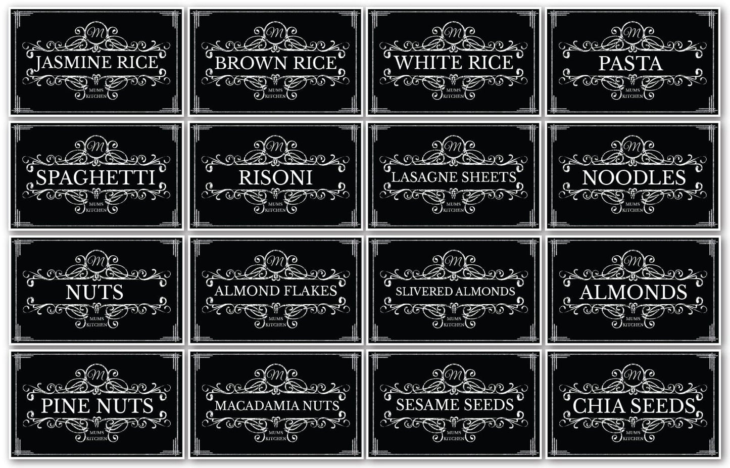 128 Black Vinyl Rectangle Pantry Labels Vintage Look