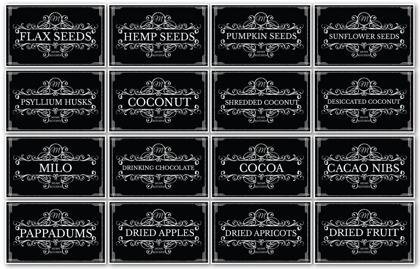 128 Black Vinyl Rectangle Pantry Labels Vintage Look