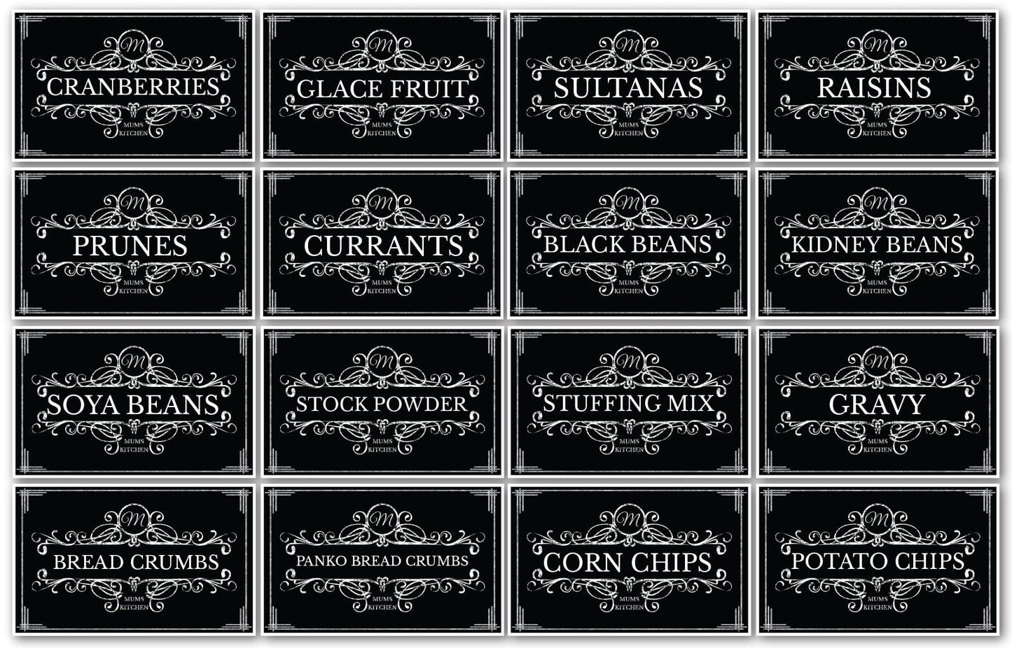 128 Black Vinyl Rectangle Pantry Labels Vintage Look