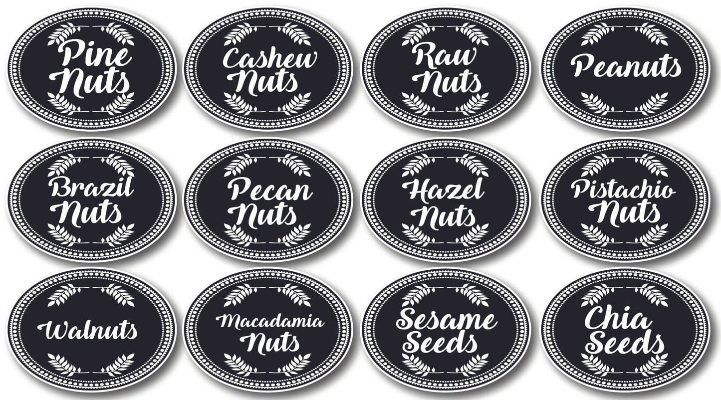 132 Black Vinyl Pantry Labels Leaves