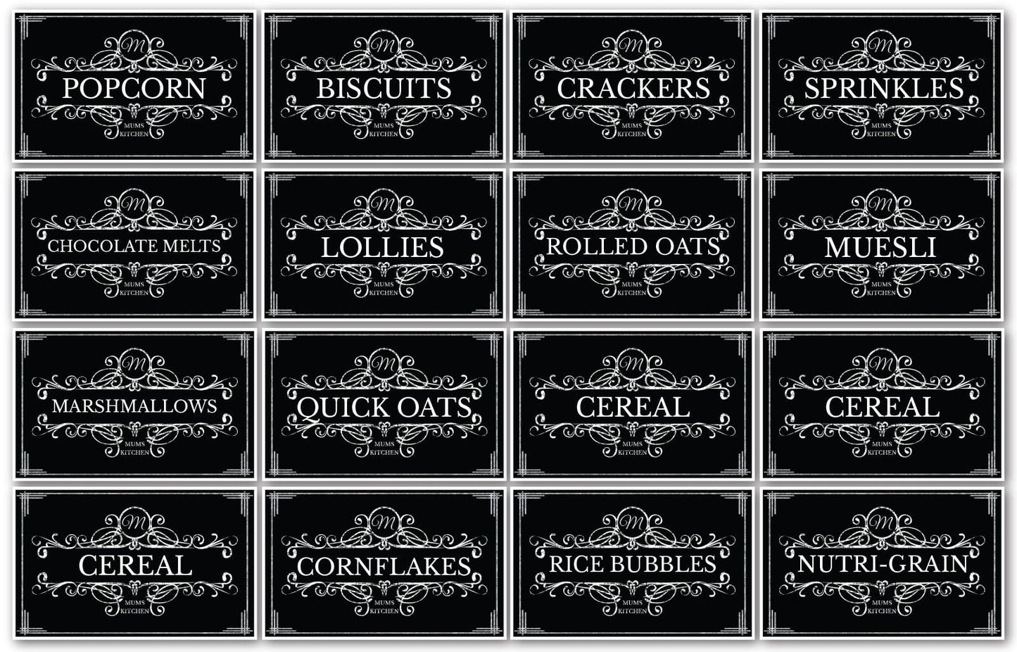 128 Black Vinyl Rectangle Pantry Labels Vintage Look