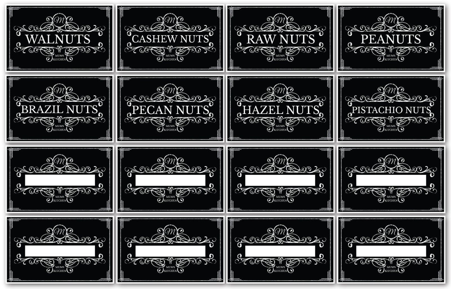 128 Black Vinyl Rectangle Pantry Labels Vintage Look