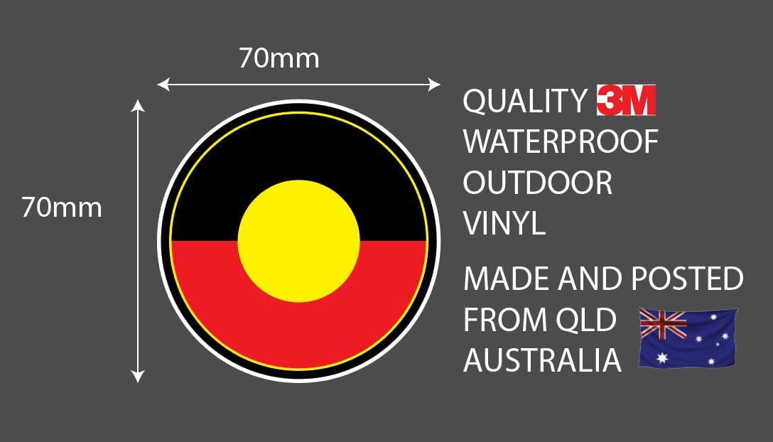 Aboriginal Flag Round Waterproof Vinyl Sticker Packs each Sticker 70 x 70mm