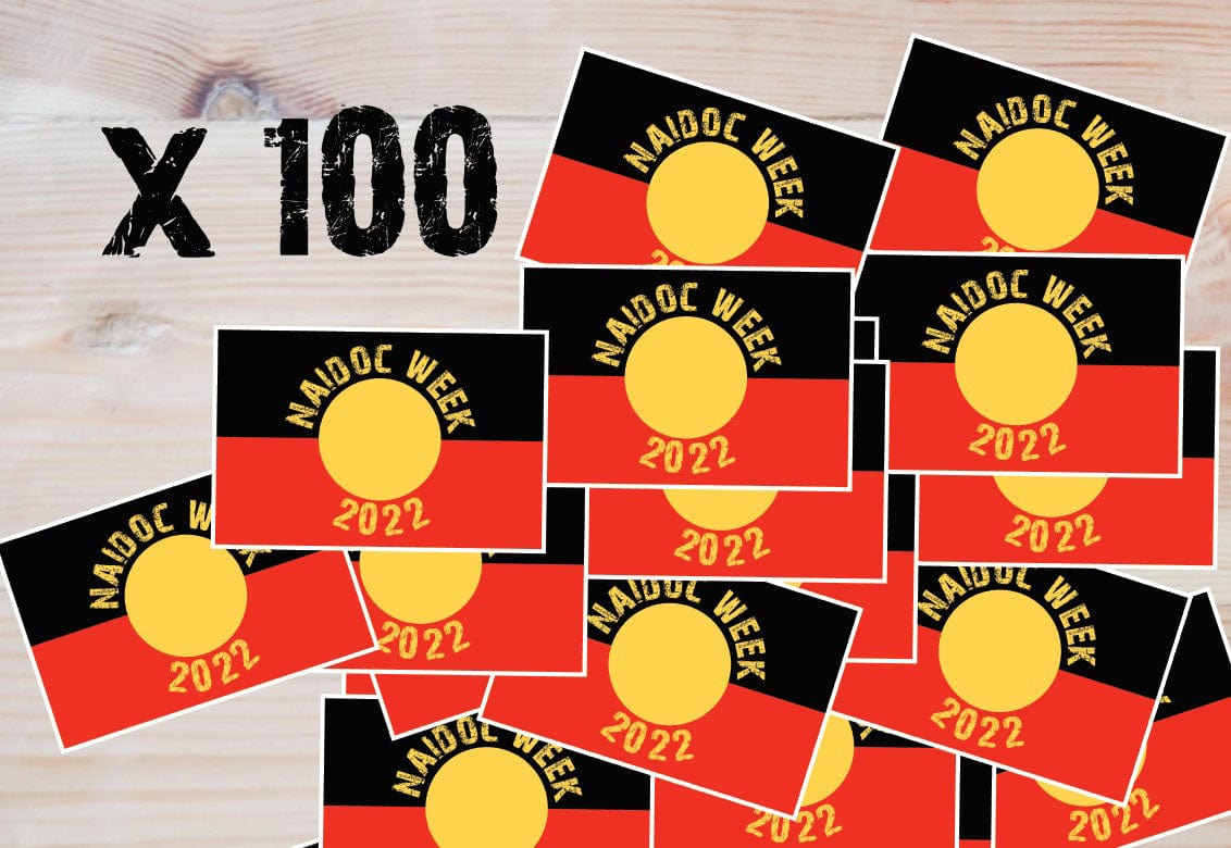 Aboriginal Flag 100 x 65mm NAIDOC Week Waterproof Vinyl Sticker Packs