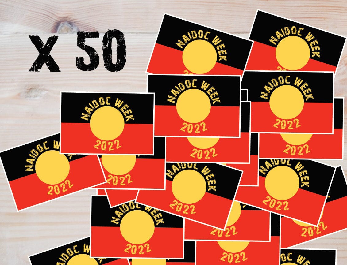 Aboriginal Flag 100 x 65mm NAIDOC Week Waterproof Vinyl Sticker Packs