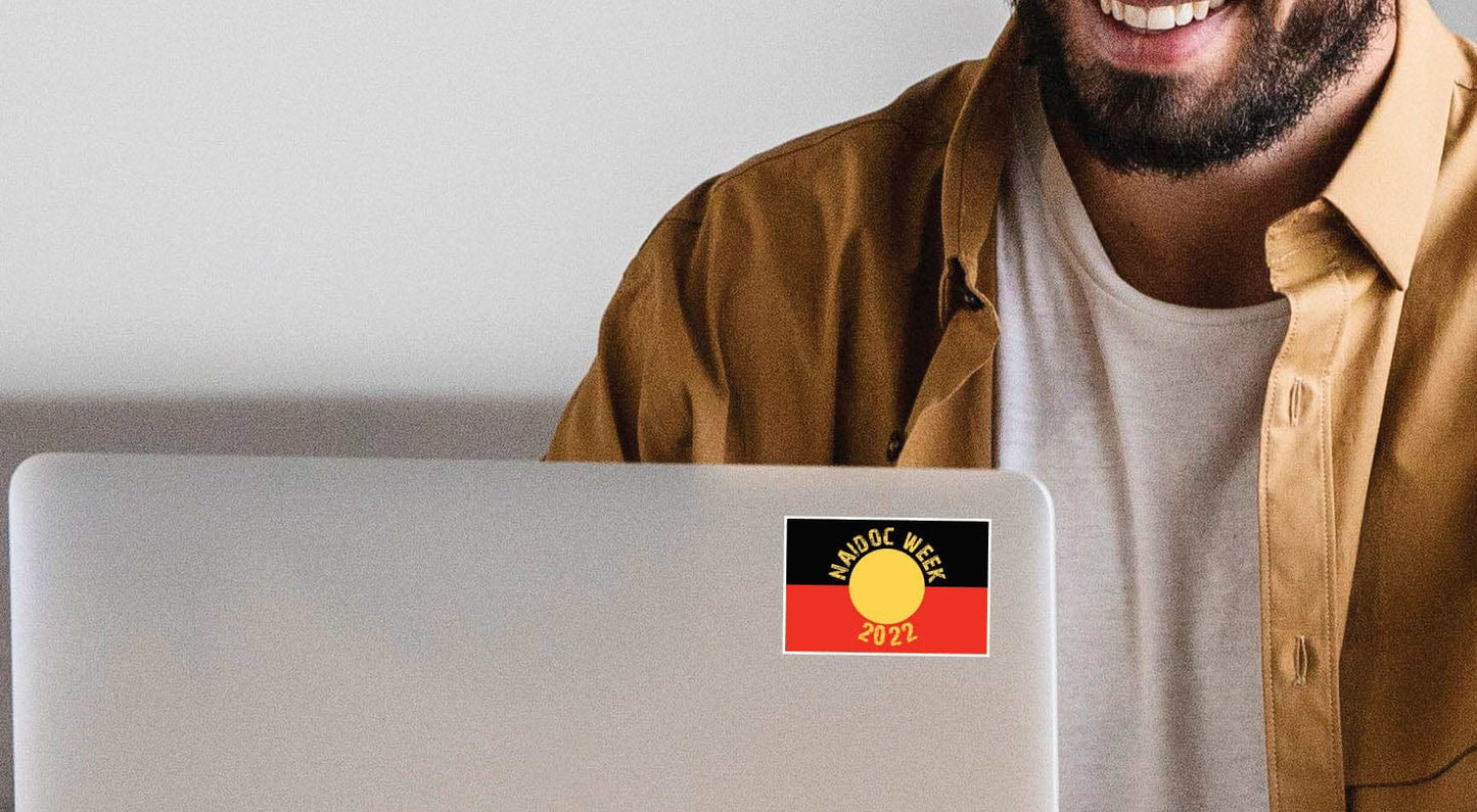Aboriginal Flag 100 x 65mm NAIDOC Week Waterproof Vinyl Sticker Packs