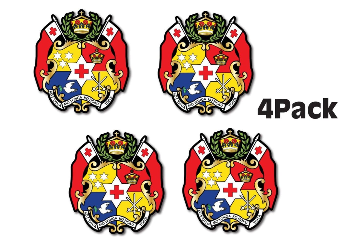 Tonga Four Pack Coat Of Arms Black Outline Car Sticker Jdl Stickers