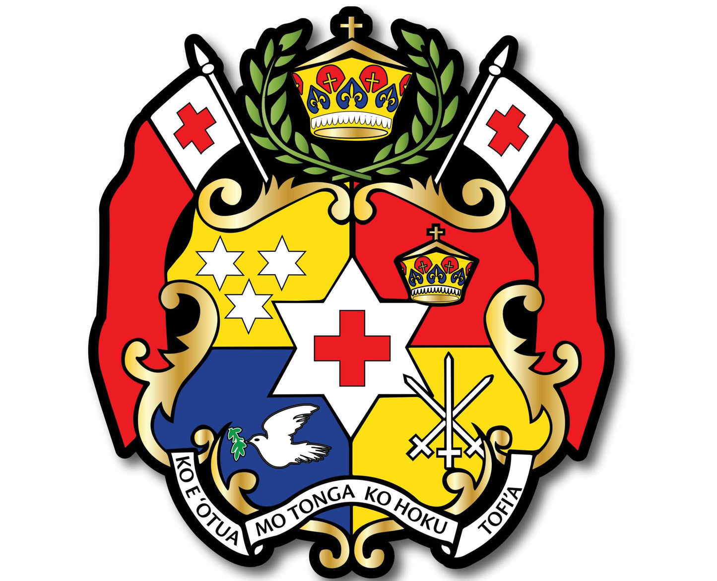 Tongan Coat Of Arms Black Outline Vinyl Car Sticker