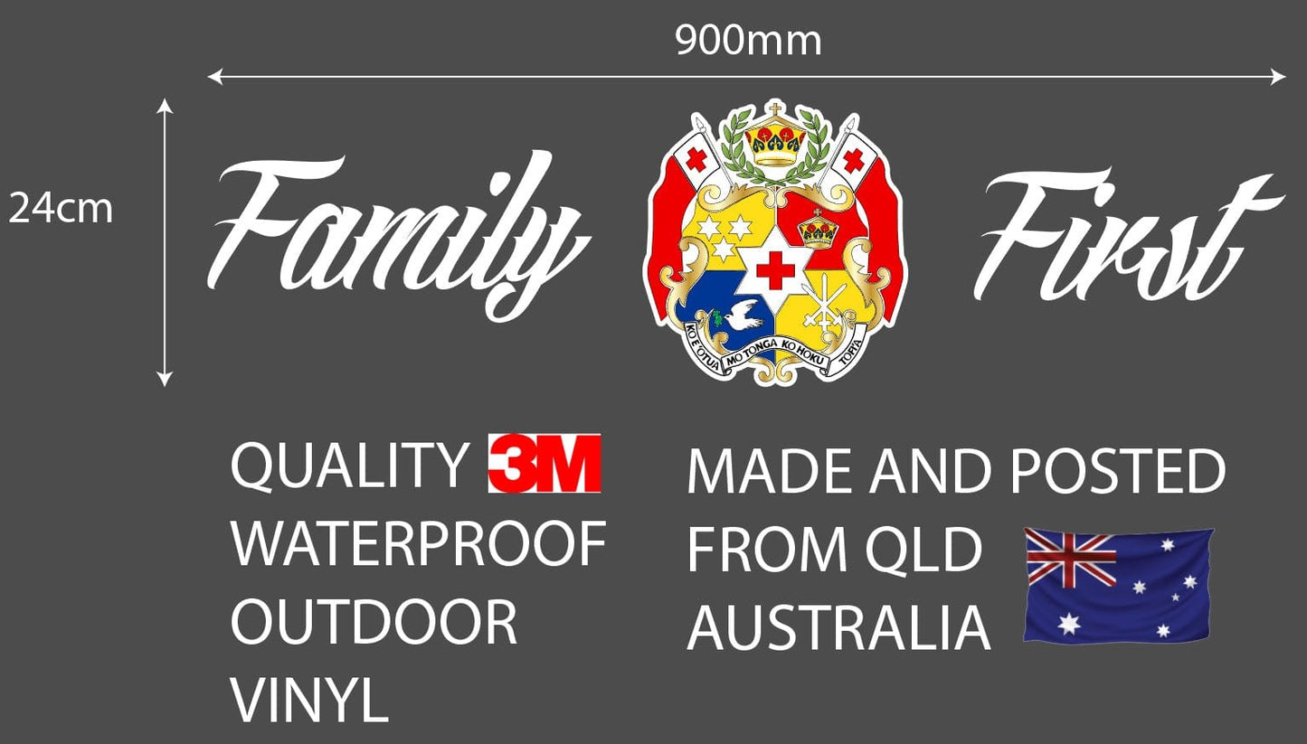 Family First Tonga White Outline Sila Vinyl Car or Window Sticker 900 x 240mm