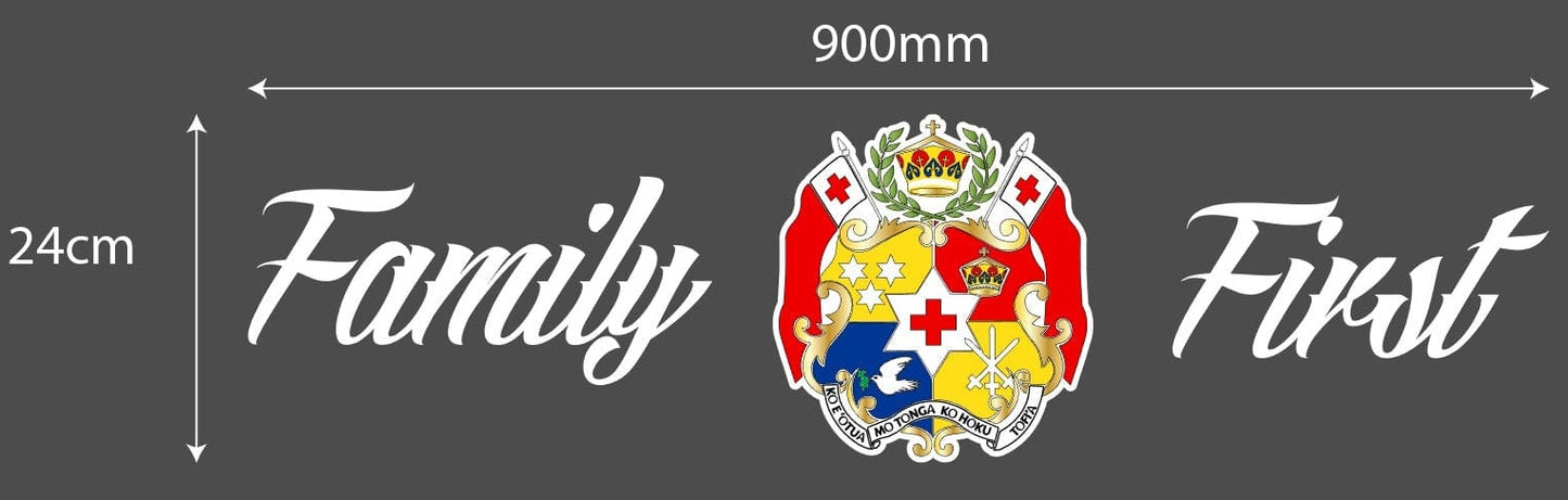 Family First Tonga White Outline Sila Vinyl Car or Window Sticker 900 x 240mm
