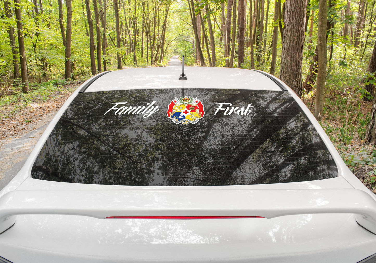 Family First Tonga White Outline Sila Vinyl Car or Window Sticker 900 x 240mm