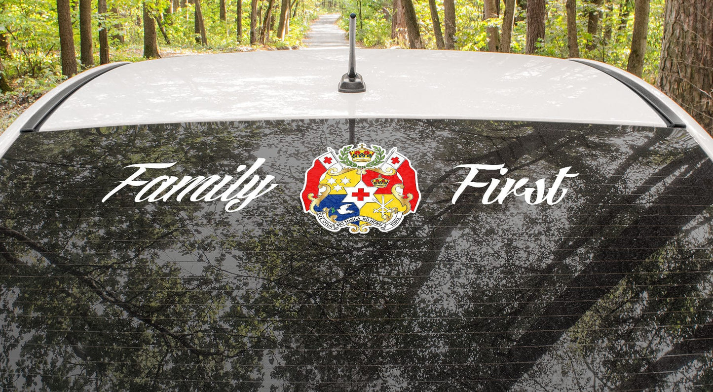 Family First Tonga White Outline Sila Vinyl Car or Window Sticker 900 x 240mm