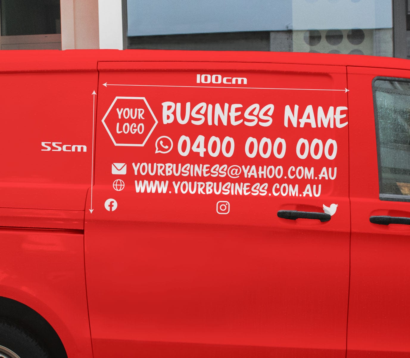 2 x Business Stickers @ 1000 x 550mm Each Waterproof Vinyl