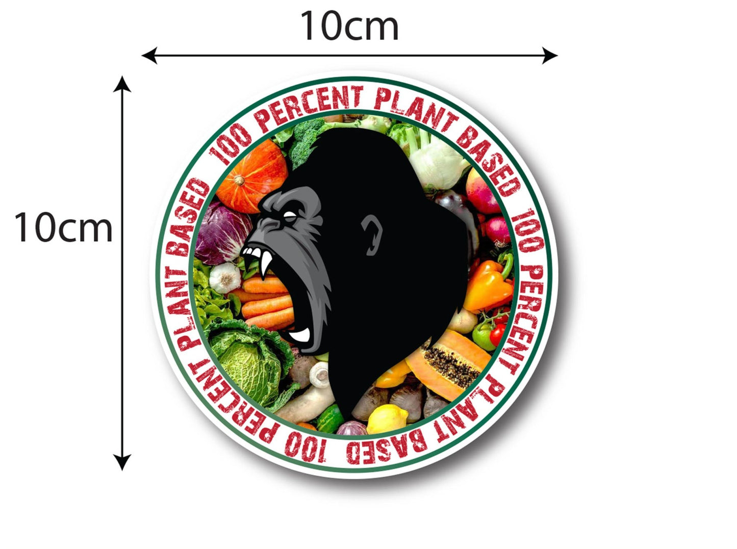 Vegan 100% Plant Based Ape Vinyl Sticker 100 x 100mm or 200 x 200mm