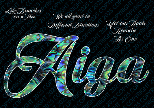 Aiga font 2 Samoan Paua Colours Digital Print