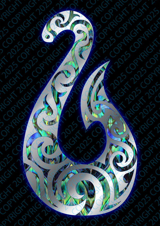 New Zealand Chrome Hook Paua and Black Digital Print