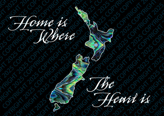New Zealand Map Home Is Where The Heart Is Digital Print