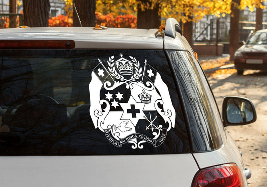 SUPER PACK 10 X Tonga Coat of Arms White Large Vinyl Stickers 500 x 460mm