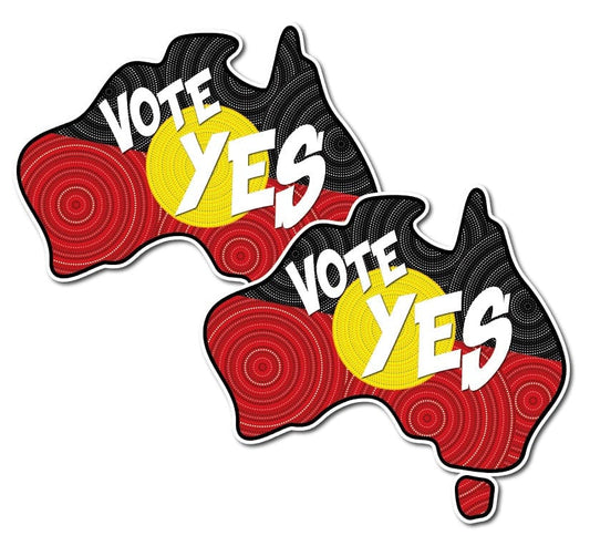 2 x Vote Yes Voice To Parliament Aboriginal Flag Vinyl Stickers